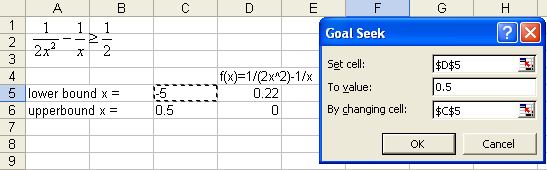 Microsoft Excel Tutorials: Solving Inequality using Goal Seek